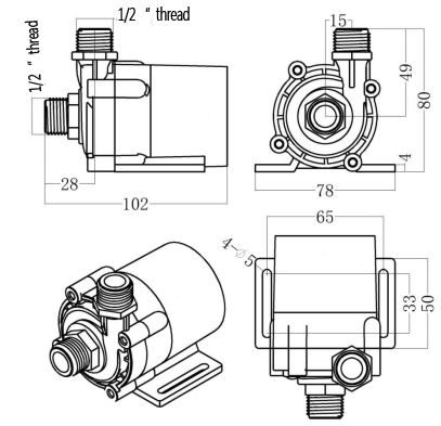 ZKSJ 12 V/24 V DC55E Elektrische Hochdruck-Heizwasserpumpe Autowaschwasserpumpe 