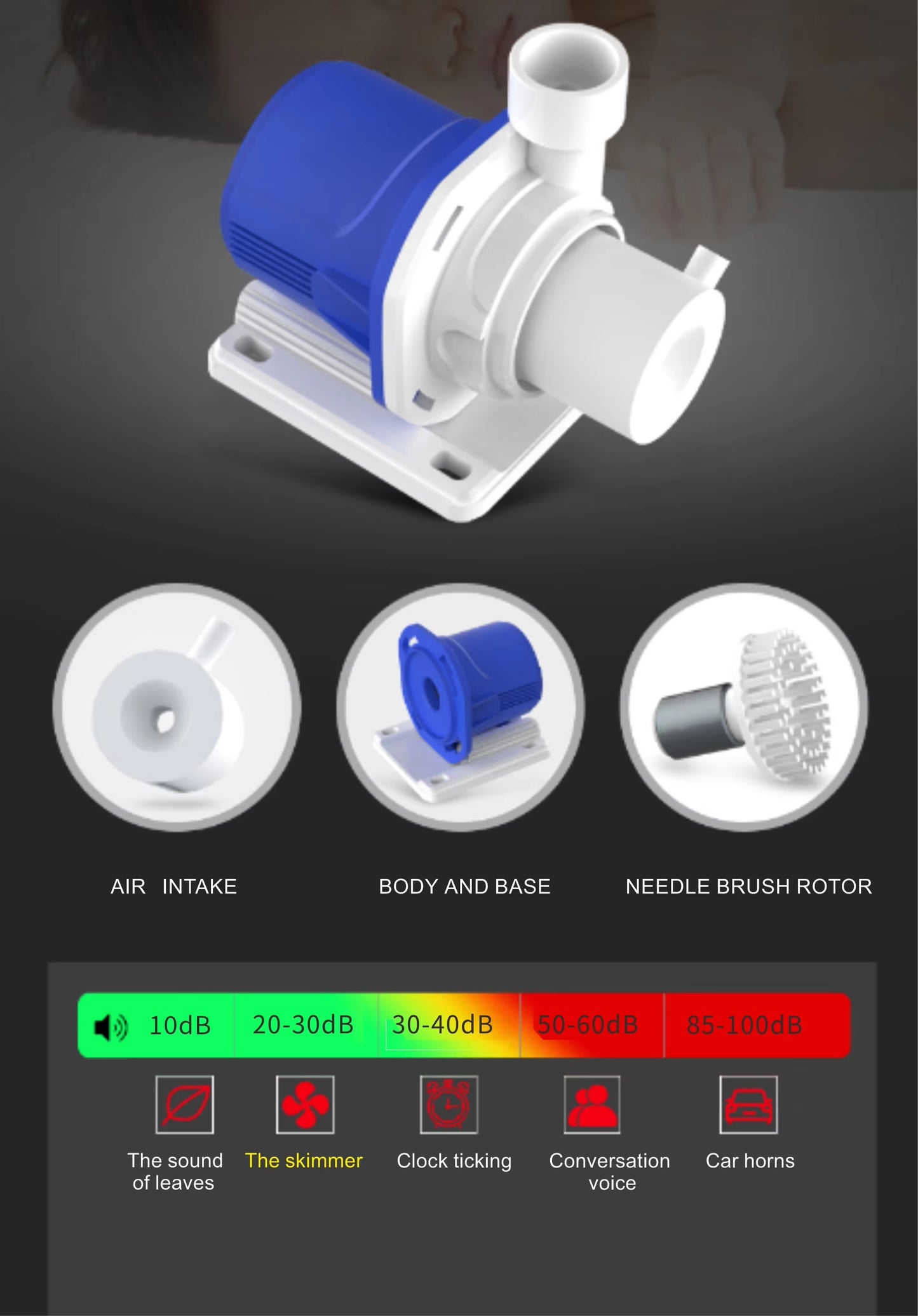 ZKSJ Skimmer de proteine ​​500L/H 12V/8W Ocean Coral Recif Pește Apa sărată Pompă pentru acvariu