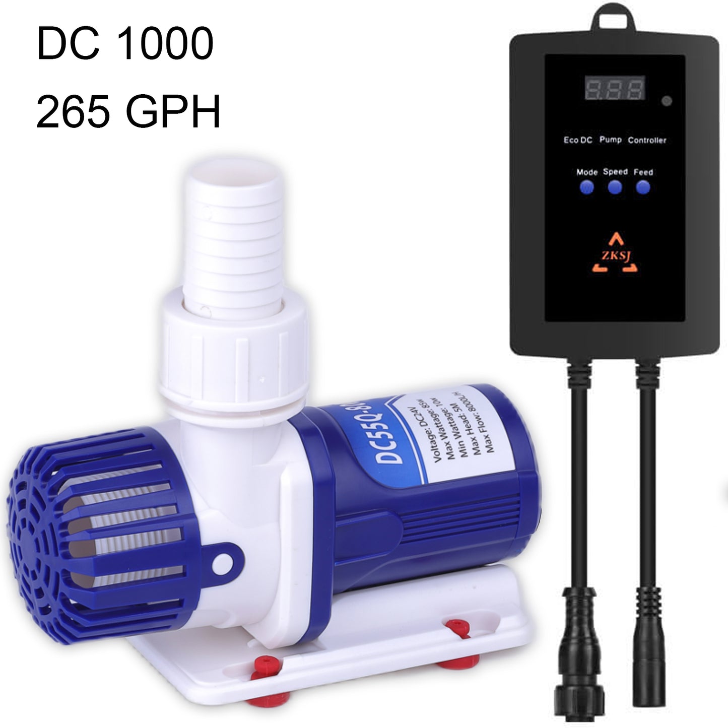 ZKSJ Water Pump 1000L/H Fish Tank Aquarium Filter Submersible Pump