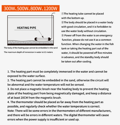 Încălzitor inteligent pentru acvariu 300w-1200w Temperatura constantă inteligentă Economie super de energie 