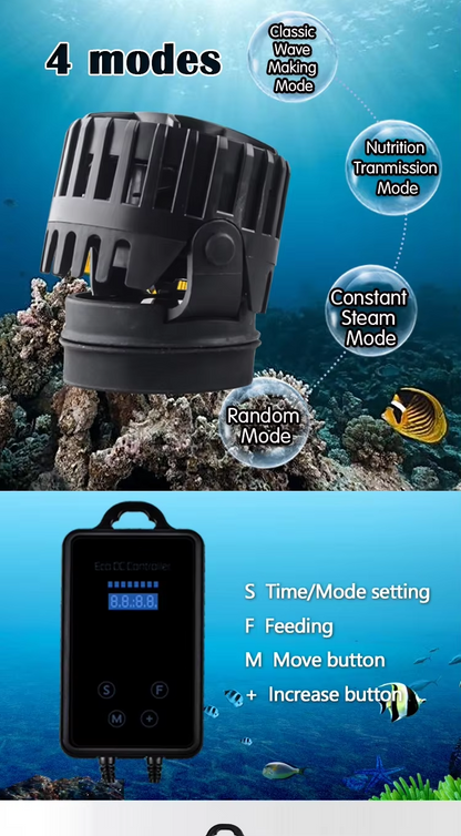 ZKSJ Slim Aquarium Wave Pump Fish Tank Aquarium Feces Blower Wireless Control