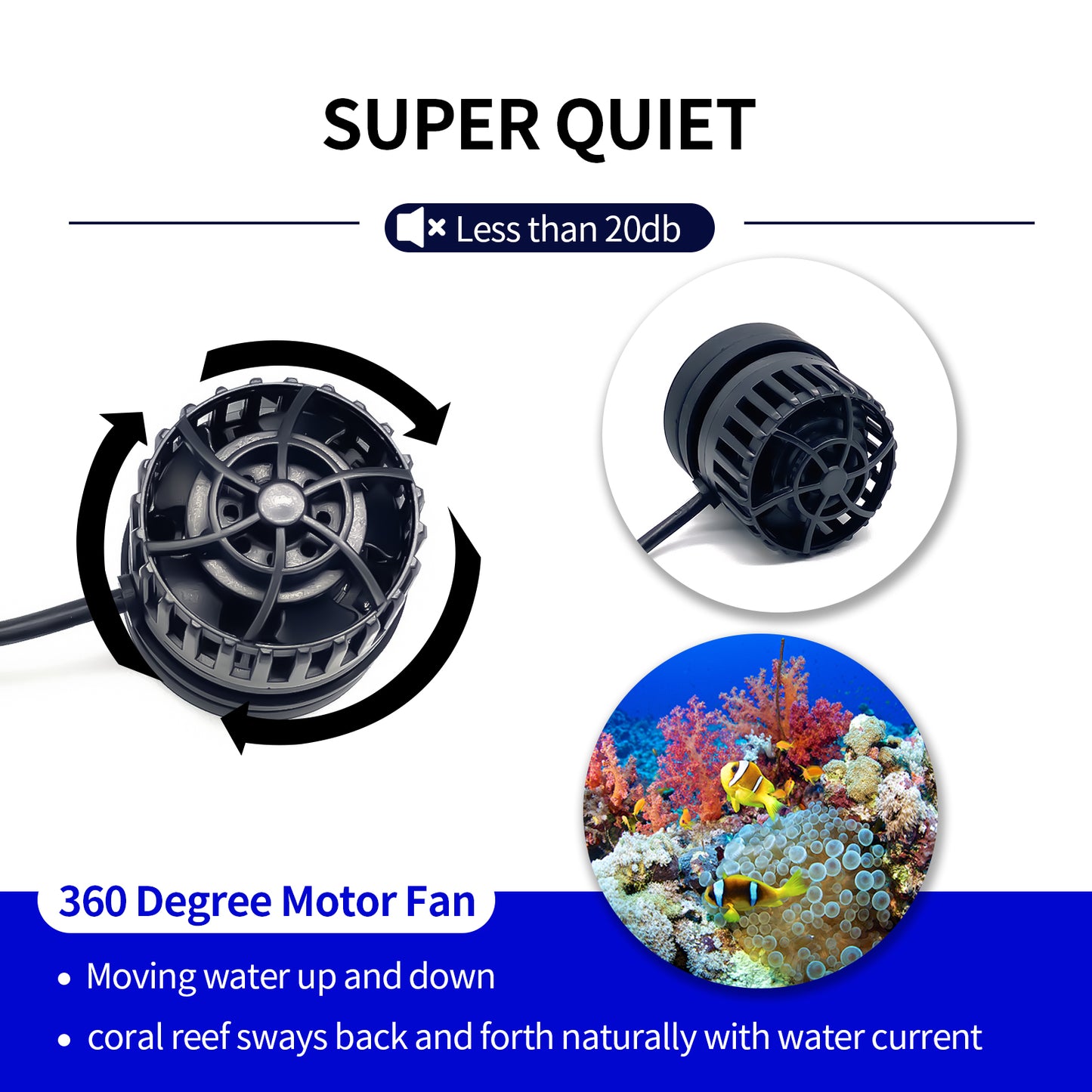 ZKSJ Aquarium Pump Wave Pump DC24v 10000L/H Small but strong Super quiet Programable 7 wave mode