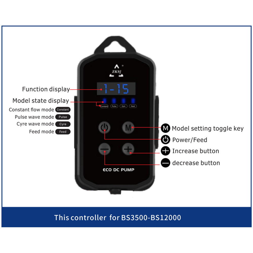 ZKSJ Pompă de acvariu DC 24V 10-48W 4500L/H 1190GPH Pompă submersibilă de aspirație de fund pentru acvariu pentru rezervor de pește