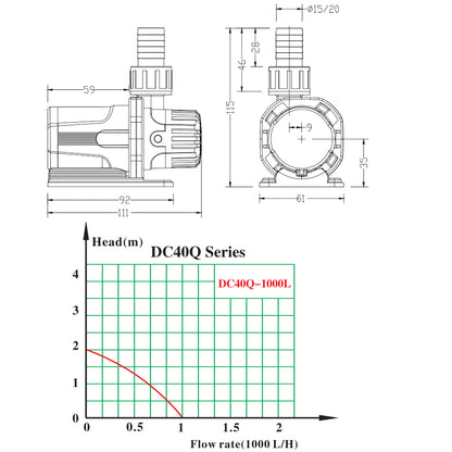 ZKSJ Water Pump 1000L/H Fish Tank Aquarium Filter Submersible Pump