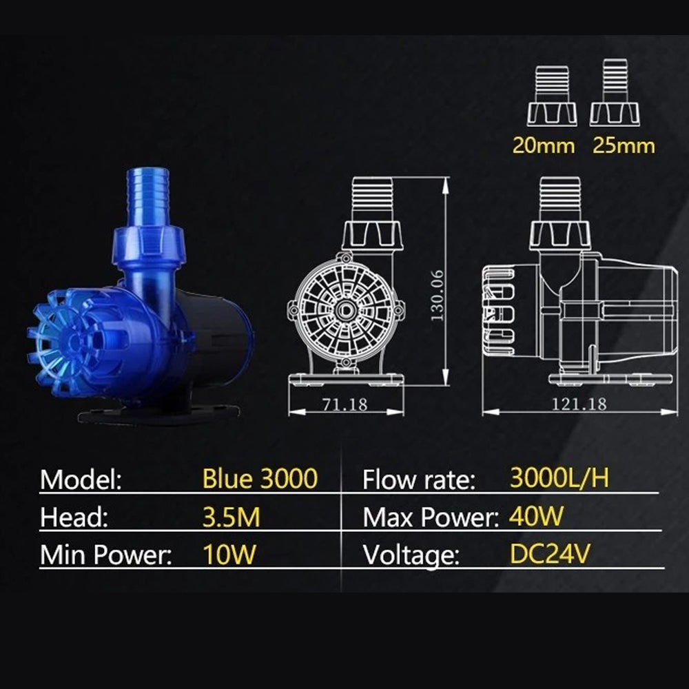 ZKSK Pompă pentru acvariu Silențioasă Submersibilă DC24v/36v Max. debit3000L/H-30000L/H 