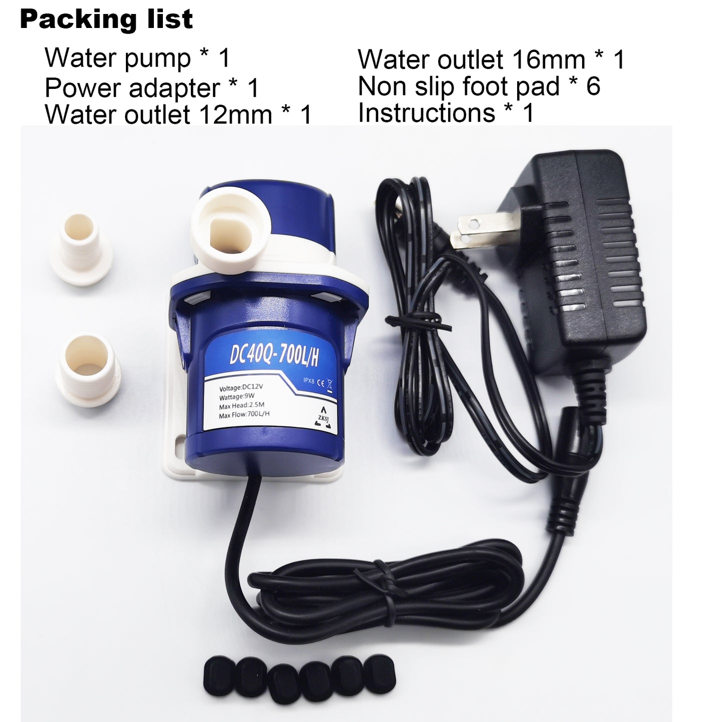 ZKSJ Aquariumpumpe, 500L/H-700L/H, Mini-Tauchpumpe, geeignet für Aquarium, Teich 