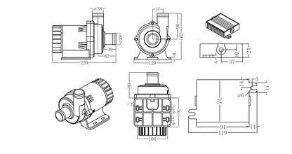 ZKSJ water pump DC85D 13500L/H cooling circulation water pump 24v optional speed regulation optional with power supply